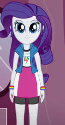 Size: 490x936 | Tagged: safe, artist:qbert2kcat, rarity, human, equestria girls, g4, clothes, clothes swap, jacket, shirt, skirt, solo, vest