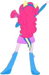 Size: 1661x2520 | Tagged: safe, edit, edited screencap, editor:homersimpson1983, screencap, pinkie pie, human, equestria girls, g4, background removed, female, not a vector, rear view, simple background, solo, transparent background, wondercolts, wondercolts uniform