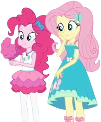 Size: 815x981 | Tagged: safe, edit, edited screencap, editor:homersimpson1983, screencap, fluttershy, pinkie pie, human, equestria girls, equestria girls specials, g4, my little pony equestria girls: rollercoaster of friendship, background removed, clothes, cotton candy, duo, duo female, eating, female, fluttershy boho dress, rah rah skirt, simple background, skirt, transparent background