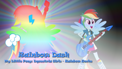 Size: 1024x576 | Tagged: safe, artist:blackgryph0n, artist:joeycrick, artist:magneticskye, artist:thisismyphotoshoppin, rainbow dash, equestria girls, g4, my little pony equestria girls: rainbow rocks, electric guitar, female, guitar, musical instrument, ponied up, solo, wallpaper