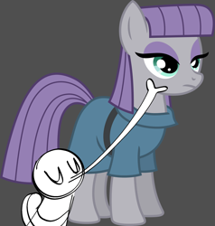 Size: 2000x2098 | Tagged: artist needed, safe, maud pie, pony, g4, cheek kiss, gray background, kissing, meme, shitposting, simple background, solo