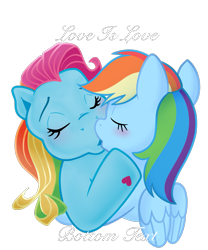 Size: 1303x1567 | Tagged: safe, artist:horse-time-babey, rainbow dash, rainbow dash (g3), pegasus, pony, g3, g4, female, generation leap, kissing, lesbian, self paradox, selfcest, ship:double dash, shipping, simple background, text, transparent background