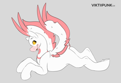 Size: 1868x1280 | Tagged: safe, artist:viktiipunk, oc, oc only, oc:goosehorse, pegasus, pony, butt, jumping, looking up, open mouth, open smile, plot, pose, smiling, solo, spread wings, wings