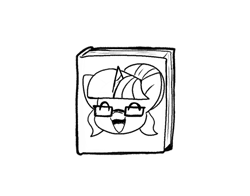 Size: 1007x789 | Tagged: safe, artist:zutcha, sci-twi, twilight sparkle, pony, unicorn, g4, ^^, book, bookhorse, dream come true, eyes closed, female, glasses, grayscale, happy, horn, inanimate tf, literal, monochrome, open mouth, open smile, simple background, smiling, solo, transformation, transformation sequence, unicorn sci-twi, white background