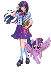 Size: 529x750 | Tagged: safe, artist:shunya yamashita, kotobukiya, twilight sparkle, alicorn, human, pony, g4, clothes, human ponidox, humanized, kotobukiya twilight sparkle, self paradox, self ponidox, simple background, transparent background, twilight sparkle (alicorn)