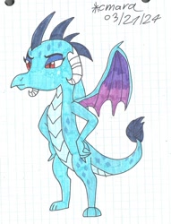 Size: 1064x1396 | Tagged: safe, artist:cmara, princess ember, dragon, g4, dragoness, female, graph paper, solo, traditional art