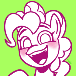 Size: 2000x2000 | Tagged: safe, artist:doozoo, pinkie pie, earth pony, pony, g4, bust, female, green background, high res, mare, open mouth, open smile, portrait, simple background, smiling, solo