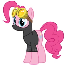 Size: 736x733 | Tagged: safe, pinkie pie, earth pony, pony, g4, goggles, mask, ninja, pinkie spy, simple background, ski mask, solo, white background