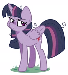 Size: 1648x1808 | Tagged: safe, artist:kindakismet, mean twilight sparkle, alicorn, pony, g4, the mean 6, angry, folded wings, grass, scowl, simple background, solo, white background, wings
