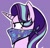 Size: 777x751 | Tagged: safe, artist:ami-gami, starlight glimmer, pony, unicorn, g4, annoyed, bandana, chad, cloth gag, clothes, cropped, gag, horn, implied trixie, meme, nordic gamer, outline, over the nose gag, purple background, scarf, scarf gag, simple background, solo, starlight glimmer is not amused, starlight's gag, unamused, white outline, yes