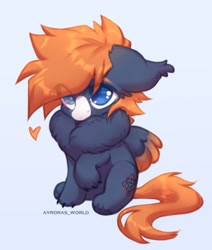 Size: 2200x2600 | Tagged: safe, artist:avroras_world, part of a set, oc, oc only, earth pony, hybrid, pegasus, chest fluff, coat markings, commission, cute, eye clipping through hair, facial markings, heart, high res, light blue background, simple background, snip (coat marking), solo, unshorn fetlocks, ych result