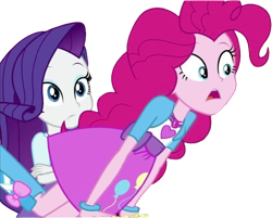 Size: 3135x2520 | Tagged: safe, edit, edited screencap, editor:mrtoonlover83, screencap, pinkie pie, rarity, human, equestria girls, g4, background removed, duo, duo female, female, not a vector, simple background, transparent background