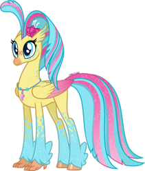 Size: 1280x1517 | Tagged: safe, artist:mrufka69, princess skystar, classical hippogriff, hippogriff, g4, my little pony: the movie, concave belly, female, jewelry, necklace, pink wings, redesign, simple background, slender, solo, tall, thin, transparent background, vector, wings