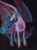 Size: 5017x6716 | Tagged: safe, artist:cahandariella, princess celestia, alicorn, horse, g4, absurd resolution, atg 2024, black background, black paper, colored pencil drawing, fanfic art, glowing, glowing horn, heart, horn, magic, newbie artist training grounds, simple background, solo, spell, traditional art