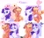 Size: 1948x1663 | Tagged: safe, artist:irisikiki, applejack, rarity, earth pony, pony, unicorn, g4, apple, blush lines, blushing, cheek kiss, comic, drool, duo, duo female, female, food, horn, kiss mark, kissing, lesbian, licking, lipstick, pictogram, ship:rarijack, shipping, simple background, skull, thought bubble, tongue out, white background