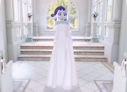 Size: 2952x2150 | Tagged: safe, artist:stars&garters, rarity, anthro, plantigrade anthro, g4, 3d, church, clothes, dress, ear piercing, earring, evening gloves, gloves, jewelry, long gloves, piercing, solo, vam, veil, virt-a-mate, virtual reality, wedding dress, wedding veil