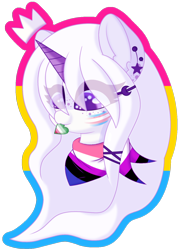 Size: 1104x1536 | Tagged: safe, artist:pasteldraws, oc, oc only, oc:dream walker, pony, abrosexual pride flag, bandana, clothes, crown, ear fluff, ear piercing, freckles, genderfluid pride flag, heart, jewelry, nom, pansexual pride flag, piercing, pride, pride flag, pride month, regalia, scarf, simple background, solo, transgender pride flag, transparent background