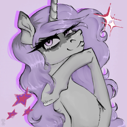 Size: 1024x1024 | Tagged: safe, artist:death.alicorn, oc, oc only, unicorn, 2000s, commission, horn, not fleur-de-lis, stars