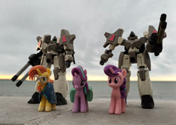 Size: 1060x754 | Tagged: safe, artist:dingopatagonico, starlight glimmer, sugar belle, sunburst, unicorn, g4, gundam, gundam wing, horn, photo, serpent mobile suit, toy