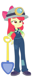 Size: 1900x4066 | Tagged: safe, artist:gmaplay, apple bloom, equestria girls, g4, happily ever after party, my little pony equestria girls: better together, my little pony equestria girls: choose your own ending, headlamp, shovel, simple background, solo, transparent background