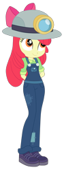 Size: 1900x5047 | Tagged: safe, artist:gmaplay, apple bloom, human, equestria girls, g4, happily ever after party, my little pony equestria girls: better together, my little pony equestria girls: choose your own ending, adorabloom, cute, female, headlamp, helmet, mining helmet, simple background, solo, transparent background