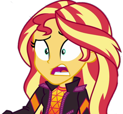 Size: 606x563 | Tagged: safe, artist:marcoequestrian98, edit, edited screencap, screencap, sunset shimmer, human, equestria girls, equestria girls specials, g4, my little pony equestria girls: sunset's backstage pass, background removed, female, not a vector, open mouth, shrunken pupils, simple background, solo, transparent background