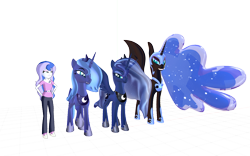 Size: 1920x1200 | Tagged: safe, artist:puzzlshield2, nightmare moon, princess luna, vice principal luna, alicorn, human, pony, equestria girls, g4, 3d, 3d render, female, mmd, multiverse, png, princess of the night, s1 luna, self paradox, self ponidox, simple background, transparent background