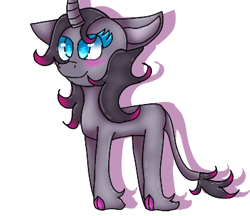 Size: 370x320 | Tagged: safe, artist:pomdb, oleander (tfh), classical unicorn, pony, unicorn, them's fightin' herds, awwleander, blushing, cloven hooves, community related, cute, female, horn, leonine tail, shadow, simple background, smiling, solo, unshorn fetlocks, white background