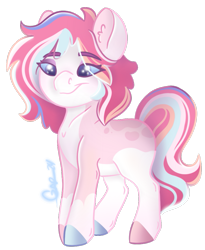 Size: 867x1059 | Tagged: safe, artist:trashpanda czar, oc, oc only, oc:soft serve, earth pony, colored hooves, ear fluff, earth pony oc, female, hooves, mare, multicolored hooves, simple background, smiling, solo, transparent background