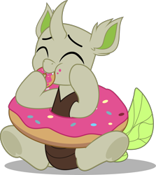 Size: 4462x5000 | Tagged: safe, artist:jhayarr23, oc, oc only, oc:copycat, changedling, changeling, changedling oc, changeling oc, donut, food, simple background, solo, transparent background