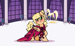 Size: 2250x1406 | Tagged: safe, artist:paperbagpony, oc, pegasus, blushing, clothes, dress, gala dress, pegasus oc