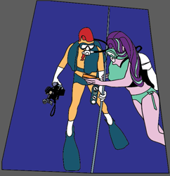 Size: 613x633 | Tagged: safe, artist:polorenzielephant, starlight glimmer, sunburst, human, equestria girls, g4, camera, clothes, duo, female, illustrator, lifejacket, male, rope, scuba diving, scuba gear, ship:starburst, shipping, straight, swimsuit, two-piece swimsuit, underwater, water