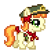 Size: 74x74 | Tagged: safe, artist:botchan-mlp, tag-a-long, earth pony, pony, g4, animated, clothes, desktop ponies, female, filly, foal, gif, hat, pixel art, scarf, simple background, solo, sprite, transparent background, trotting