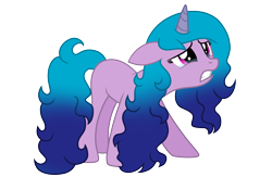 Size: 7000x4564 | Tagged: safe, artist:luna-hamster, izzy moonbow, pony, unicorn, g4, g5, crying, ears back, female, floppy ears, g5 to g4, generation leap, horn, mare, sad, simple background, solo, tail, transparent background