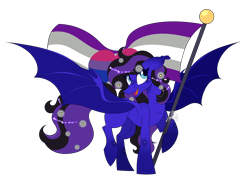 Size: 4600x3298 | Tagged: safe, artist:angellightyt, oc, oc only, bat pony, pony, bat pony oc, commission, pride, pride flag, simple background, solo, transparent background, ych result