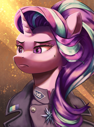 Size: 2184x2940 | Tagged: safe, artist:fly over, starlight glimmer, pony, unicorn, equestria at war mod, g4, bust, clothes, female, high res, horn, mare, marshal, military, military pony, military uniform, portrait, solo, uniform