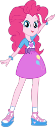 Size: 2132x4905 | Tagged: safe, artist:octosquish7260, pinkie pie, human, equestria girls, g4, bow, clothes, female, jacket, sandals, shirt, simple background, skirt, socks, solo, standing, teenager, transparent background