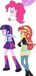 Size: 1205x2520 | Tagged: safe, edit, edited screencap, editor:homersimpson1983, screencap, pinkie pie, sunset shimmer, twilight sparkle, equestria girls, g4, my little pony equestria girls: friendship games, background removed, female, not a vector, simple background, transparent background, trio, trio female