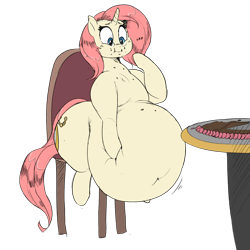 Size: 3000x3000 | Tagged: safe, artist:polofastter, artist:sirmasterdufel, oc, oc only, oc:rose pendant, pony, unicorn, belly, big belly, fat, fat fetish, female, fetish, glasses, high res, horn, mare, stuffed, weight gain