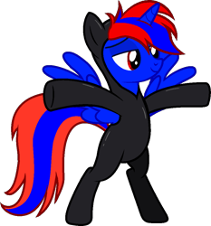 Size: 840x901 | Tagged: safe, artist:stephen-fisher, oc, oc only, oc:stephen (stephen-fisher), alicorn, g4, alicorn oc, bipedal, horn, male, needs more saturation, simple background, solo, spy suit, transparent background, vector, wings