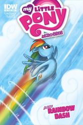 Size: 2063x3131 | Tagged: safe, artist:amy mebberson, idw, official comic, rainbow dash, pegasus, pony, g4, micro-series #2, my little pony micro-series, official, 2012, cloud, comic, comic cover, cover, cover art, female, flying, mare, my little pony logo, signature, sky, spread wings, variant cover, wings