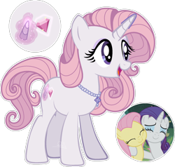 Size: 1824x1735 | Tagged: safe, artist:xxcheerupxxx, fluttershy, rarity, oc, pony, unicorn, g4, female, horn, magical lesbian spawn, mare, offspring, parent:fluttershy, parent:rarity, parents:flarity, simple background, transparent background