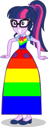 Size: 1329x3544 | Tagged: safe, artist:cartoonmasterv3, sci-twi, twilight sparkle, human, equestria girls, g4, clothes, dress, long dress, long skirt, pride, pride month, simple background, skirt, solo, transparent background