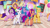 Size: 1280x720 | Tagged: safe, screencap, hitch trailblazer, izzy moonbow, pipp petals, sunny starscout, zipp storm, earth pony, pegasus, pony, unicorn, emotional rollercoaster, g5, my little pony: tell your tale, spoiler:g5, spoiler:my little pony: tell your tale, spoiler:tyts02e15, balloon, boardtrot, cheek bulge, chubby, concave belly, cotton candy, diverse body types, eating, female, fit, glowing, glowing horn, horn, mane five, mane stripe sunny, mare, open mouth, outdoors, side view, slender, thin, walking