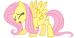 Size: 1600x800 | Tagged: safe, artist:angel-the-bunny, fluttershy, pegasus, pony, g4, eyes closed, female, mare, open mouth, simple background, solo, spread wings, transparent background, vector, wings