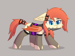 Size: 1600x1200 | Tagged: safe, artist:keupoz, oc, oc only, oc:peach lace, bat pony, bat pony oc, clothes, commission, eyeshadow, kunai, kunoichi, makeup, solo, stockings, thigh highs