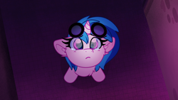 Size: 3840x2160 | Tagged: safe, artist:lbrcloud, dj pon-3, vinyl scratch, pony, unicorn, g4, cheek fluff, chest fluff, ear fluff, eye reflection, horn, looking at something, looking up, moon, reflection, sad, solo, teary eyes, tiles, vinyl's glasses