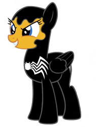 Size: 914x1209 | Tagged: safe, artist:shieldwingarmorofgod, oc, oc only, oc:flare spark, pegasus, g4, female, marvel, simple background, solo, symbiote, transparent background, venom