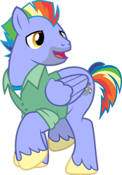Size: 9533x13698 | Tagged: safe, artist:starryshineviolet, bow hothoof, pegasus, pony, g4, parental glideance, absurd resolution, clothes, male, open mouth, raised hoof, shirt, simple background, solo, stallion, transparent background, unshorn fetlocks, vector