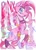 Size: 2563x3552 | Tagged: safe, artist:applepums, pinkie pie, earth pony, pony, g4, abstract background, alternate accessories, alternate design, alternate hairstyle, alternate tailstyle, big eyes, blue eyes, braid, braided ponytail, braided tail, choker, chokerpie, clothes, colored hooves, crossover, eyelashes, female, graffiti, hooves, jinx (league of legends), league of legends, leg warmers, long mane, long neck, long tail, looking at you, looking back, mare, open mouth, pink coat, pink hooves, pink mane, pink tail, pink text, ponytail, profile, raised hoof, solo, standing, striped leg warmers, tail, text, thin, tied mane, tied tail, unshorn fetlocks